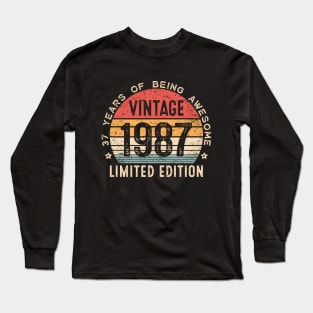 37th Birthday 37 Years Old Man Woman Vintage 1987 Long Sleeve T-Shirt